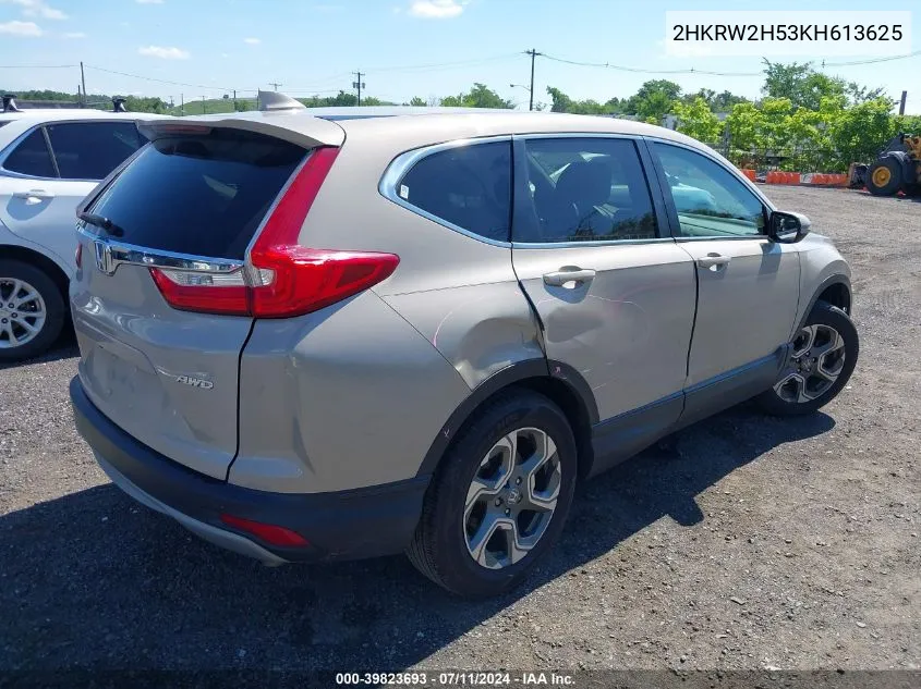 2019 Honda Cr-V Ex VIN: 2HKRW2H53KH613625 Lot: 39823693