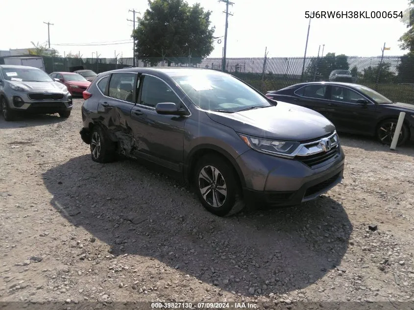 2019 Honda Cr-V Lx VIN: 5J6RW6H38KL000654 Lot: 39827130