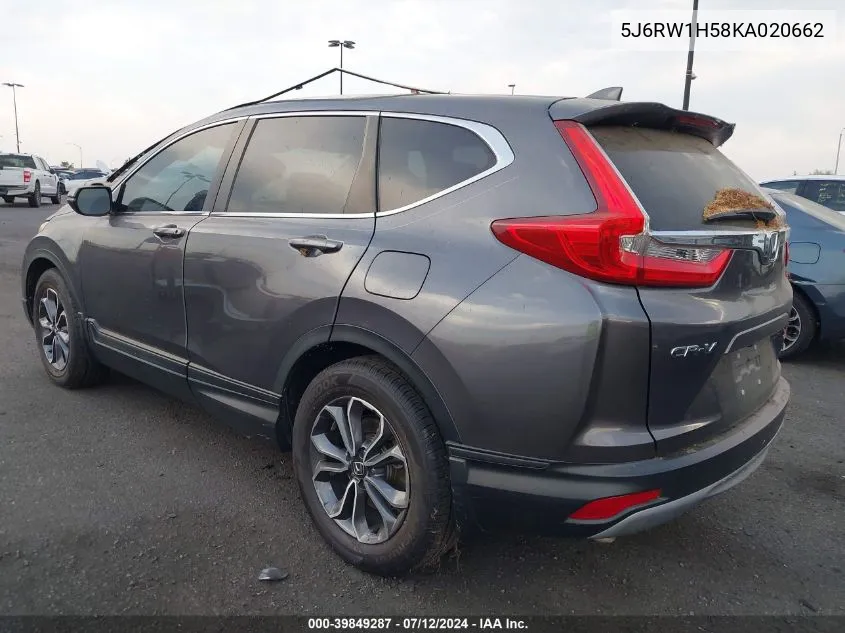 2019 Honda Cr-V Ex VIN: 5J6RW1H58KA020662 Lot: 39849287