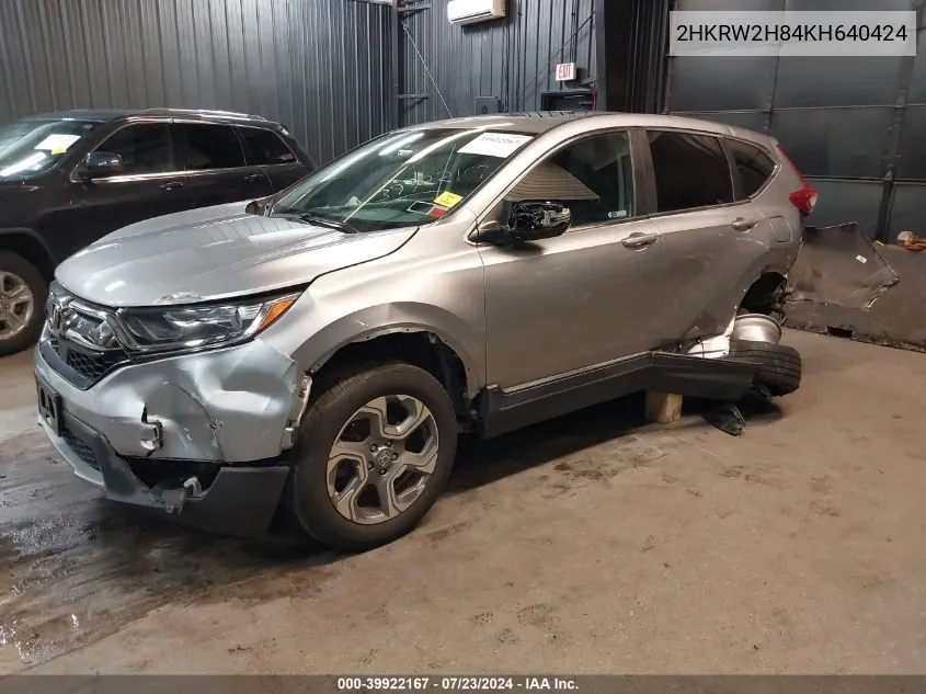 2019 Honda Cr-V Ex-L VIN: 2HKRW2H84KH640424 Lot: 39922167