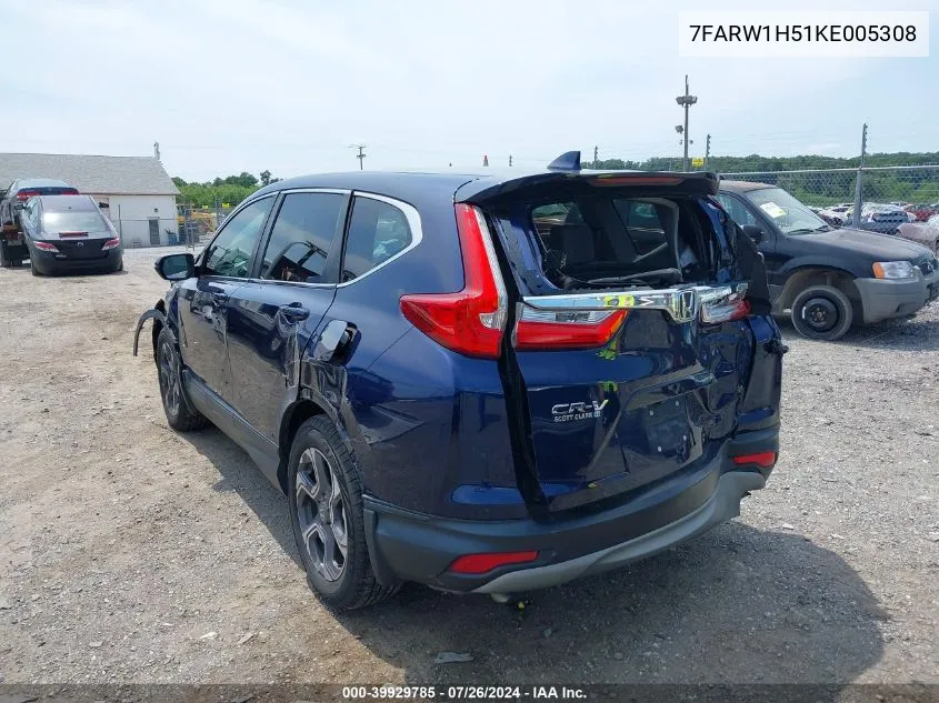 2019 Honda Cr-V Ex VIN: 7FARW1H51KE005308 Lot: 39929785