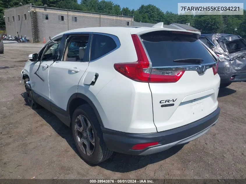 2019 Honda Cr-V Ex VIN: 7FARW2H55KE034221 Lot: 39943876