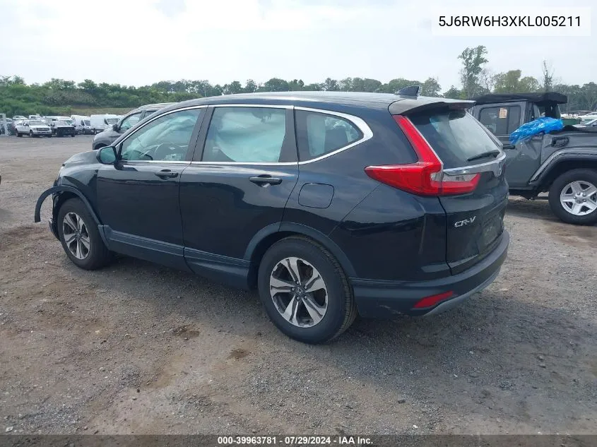 2019 Honda Cr-V Lx VIN: 5J6RW6H3XKL005211 Lot: 39963781