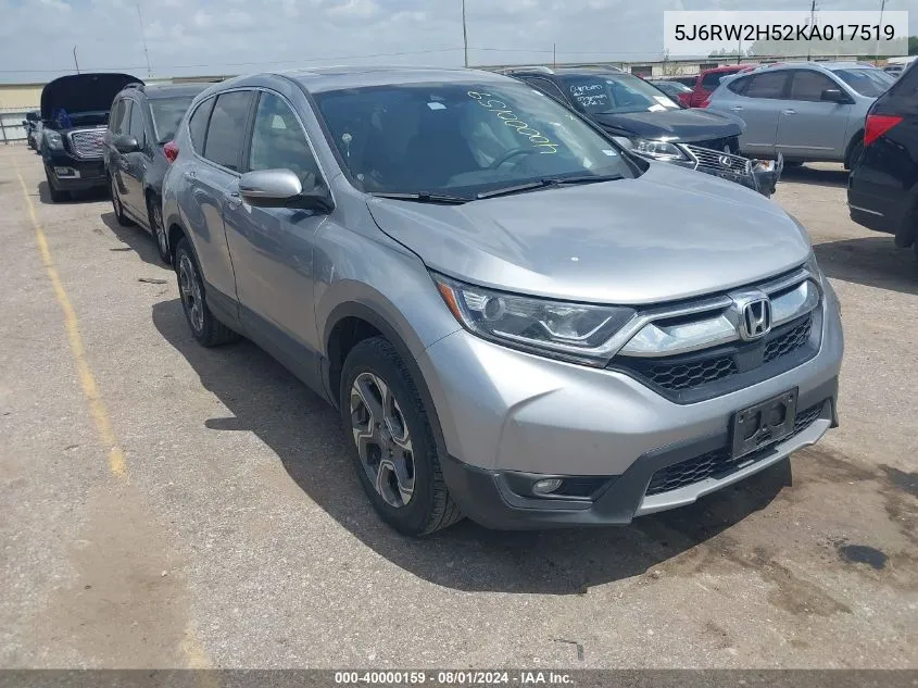 2019 Honda Cr-V Ex VIN: 5J6RW2H52KA017519 Lot: 40000159