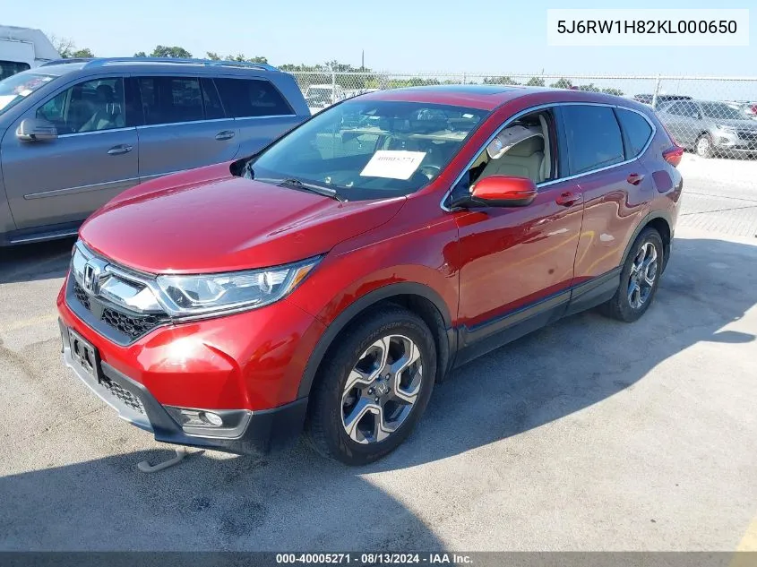 5J6RW1H82KL000650 2019 Honda Cr-V Ex-L