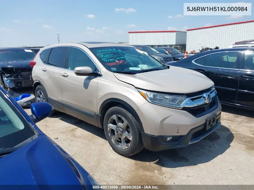 5J6RW1H51KL000984 2019 Honda Cr-V Ex