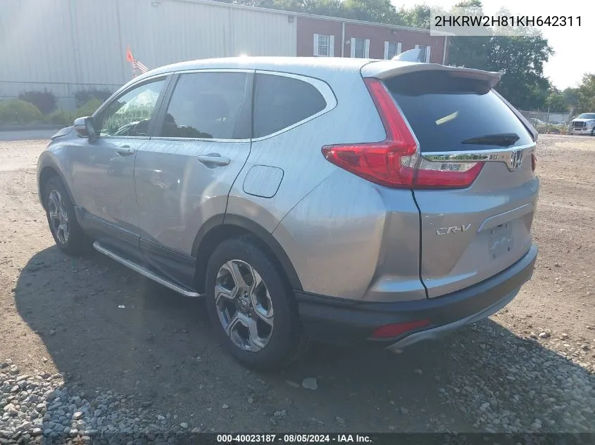 2019 Honda Cr-V Ex-L VIN: 2HKRW2H81KH642311 Lot: 40023187