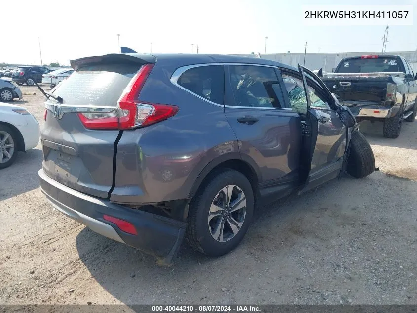 2019 Honda Cr-V Lx VIN: 2HKRW5H31KH411057 Lot: 40044210