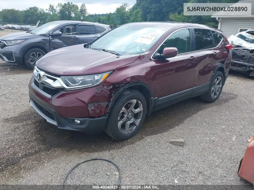 2019 Honda Cr-V Ex-L VIN: 5J6RW2H80KL028890 Lot: 40045821