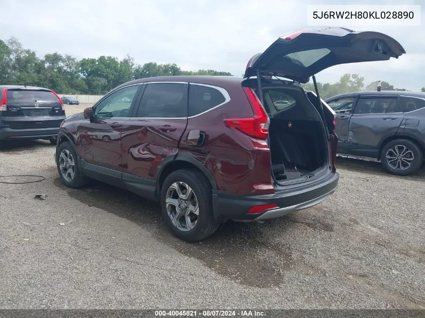 5J6RW2H80KL028890 2019 Honda Cr-V Ex-L