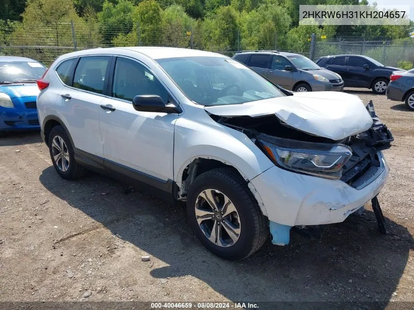 2019 Honda Cr-V Lx VIN: 2HKRW6H31KH204657 Lot: 40046659