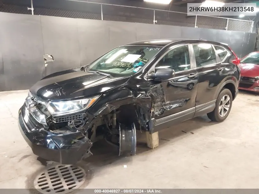 2019 Honda Cr-V Lx VIN: 2HKRW6H38KH213548 Lot: 40046927