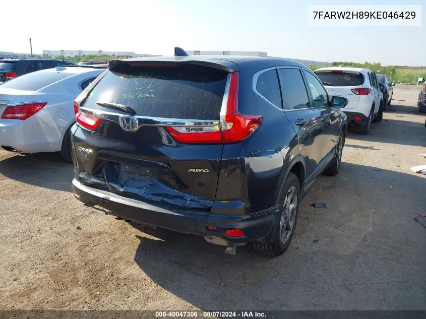 2019 Honda Cr-V Ex-L VIN: 7FARW2H89KE046429 Lot: 40047306