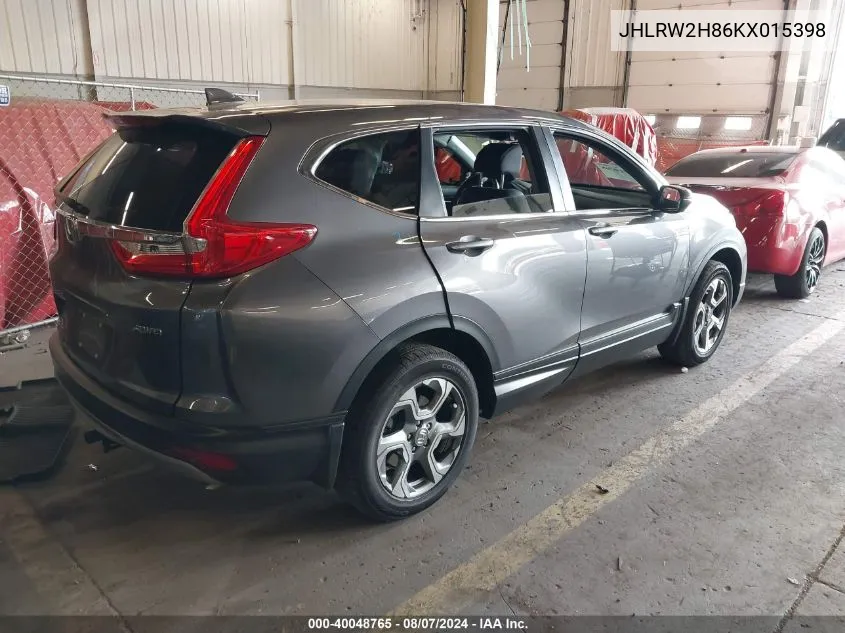 2019 Honda Cr-V Ex-L VIN: JHLRW2H86KX015398 Lot: 40048765