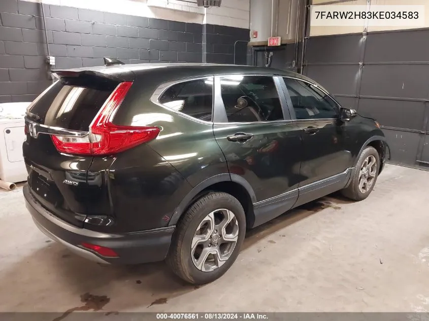 2019 Honda Cr-V Ex-L VIN: 7FARW2H83KE034583 Lot: 40076561