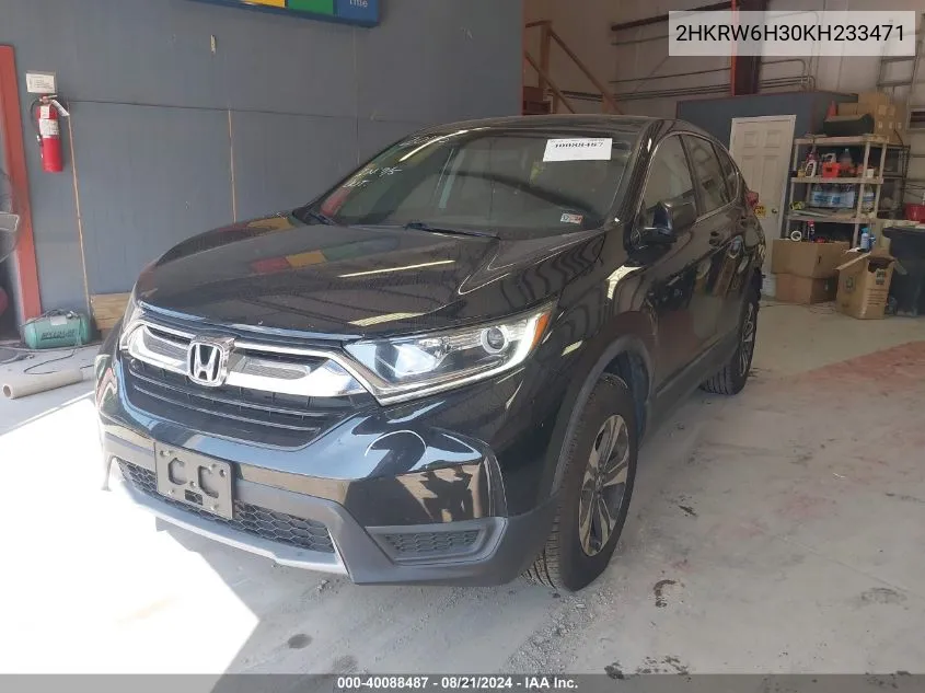 2019 Honda Cr-V Lx VIN: 2HKRW6H30KH233471 Lot: 40088487