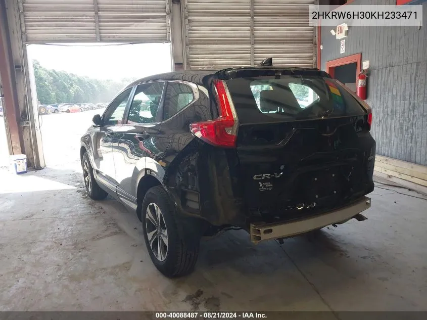 2019 Honda Cr-V Lx VIN: 2HKRW6H30KH233471 Lot: 40088487