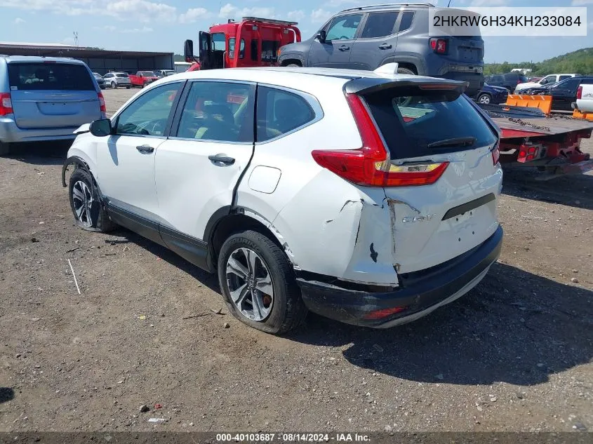 2019 Honda Cr-V Lx VIN: 2HKRW6H34KH233084 Lot: 40103687