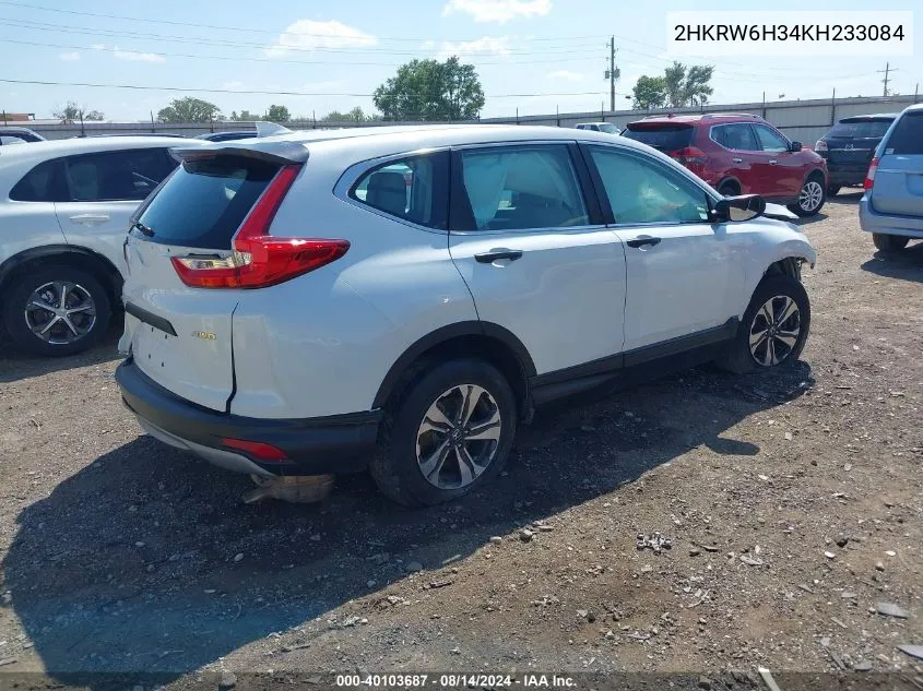 2019 Honda Cr-V Lx VIN: 2HKRW6H34KH233084 Lot: 40103687