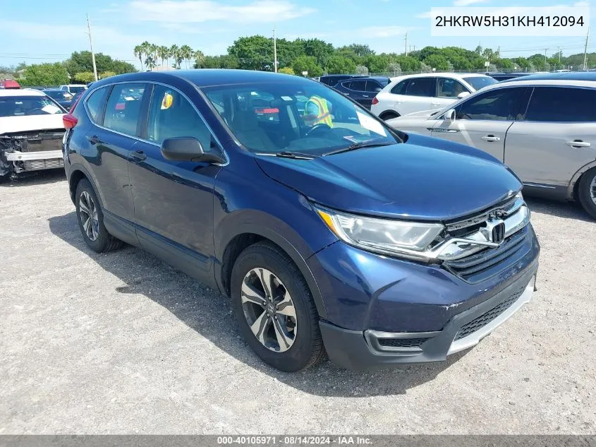 2HKRW5H31KH412094 2019 Honda Cr-V Lx