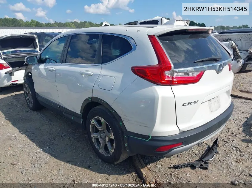 2HKRW1H53KH514345 2019 Honda Cr-V Ex