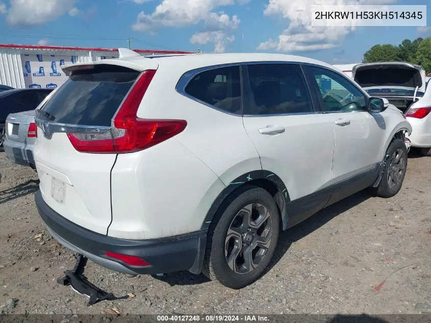 2HKRW1H53KH514345 2019 Honda Cr-V Ex