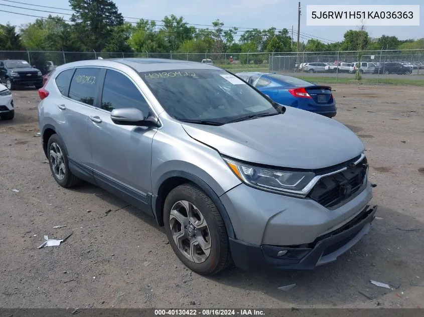 2019 Honda Cr-V Ex VIN: 5J6RW1H51KA036363 Lot: 40130422