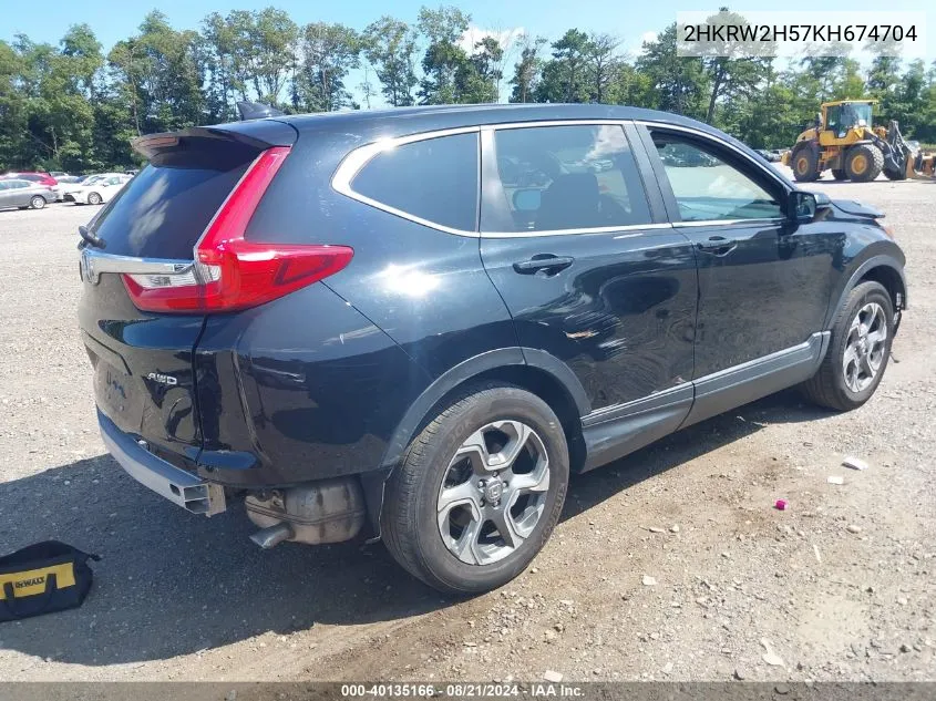 2019 Honda Cr-V Ex VIN: 2HKRW2H57KH674704 Lot: 40135166