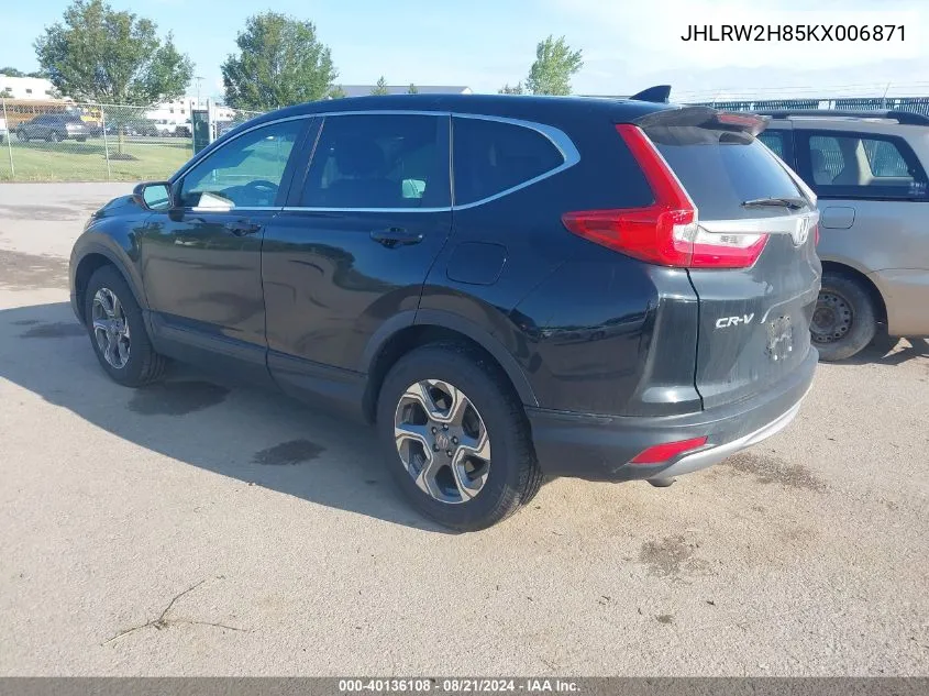 2019 Honda Cr-V Ex-L VIN: JHLRW2H85KX006871 Lot: 40136108