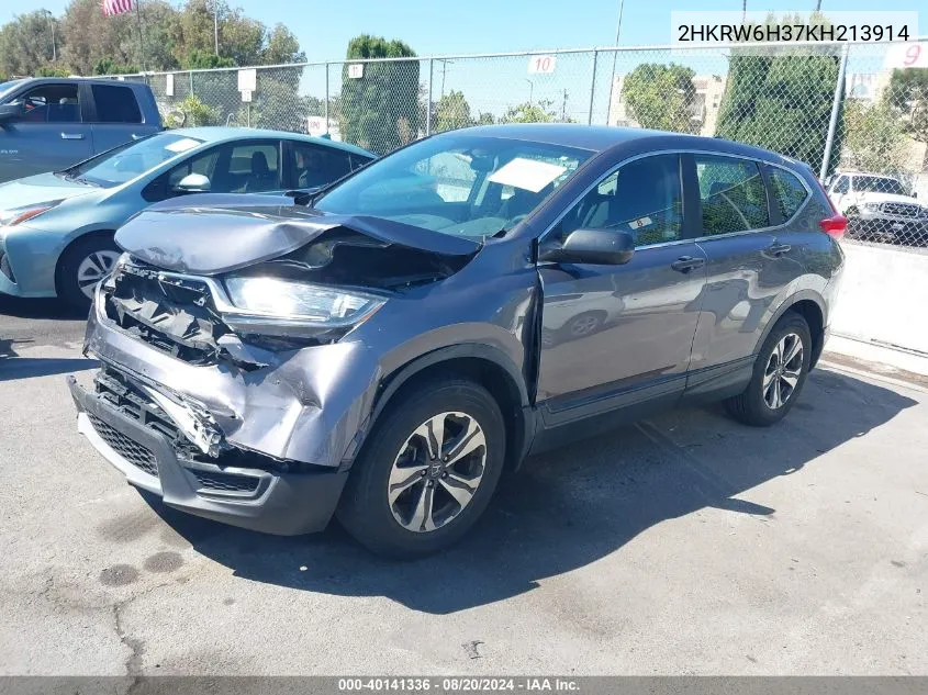 2019 Honda Cr-V Lx VIN: 2HKRW6H37KH213914 Lot: 40141336