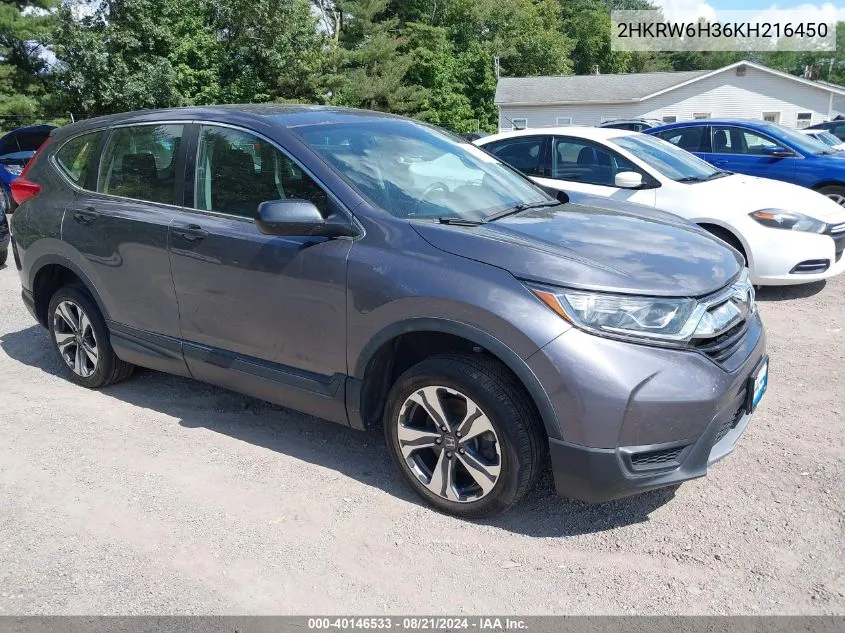 2019 Honda Cr-V Lx VIN: 2HKRW6H36KH216450 Lot: 40146533