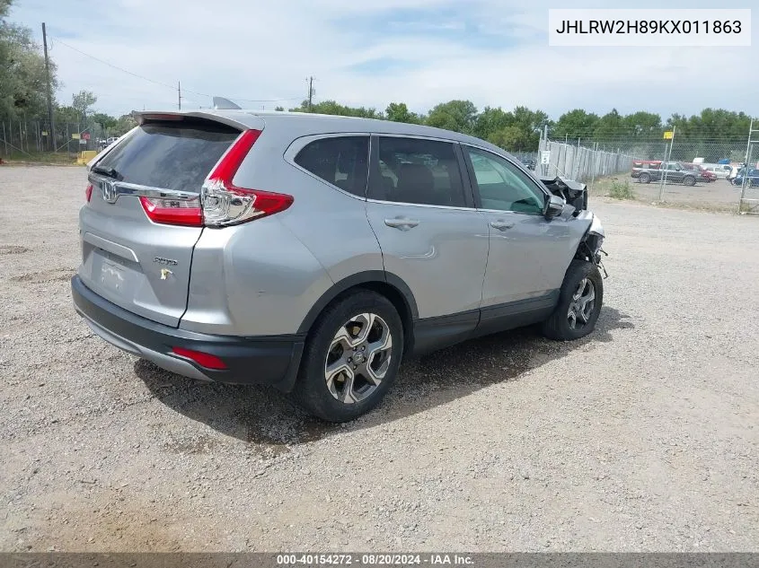 2019 Honda Cr-V Ex-L VIN: JHLRW2H89KX011863 Lot: 40154272