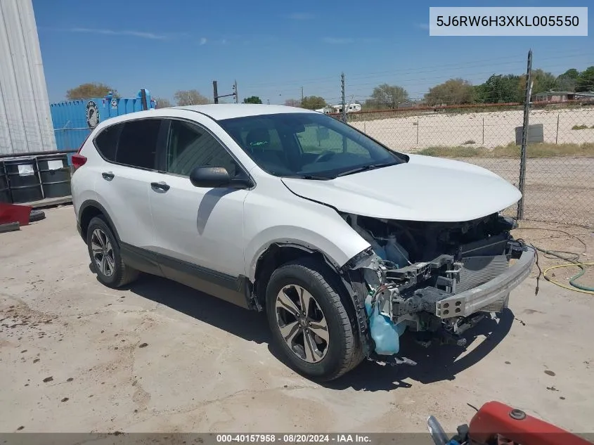 5J6RW6H3XKL005550 2019 Honda Cr-V Lx