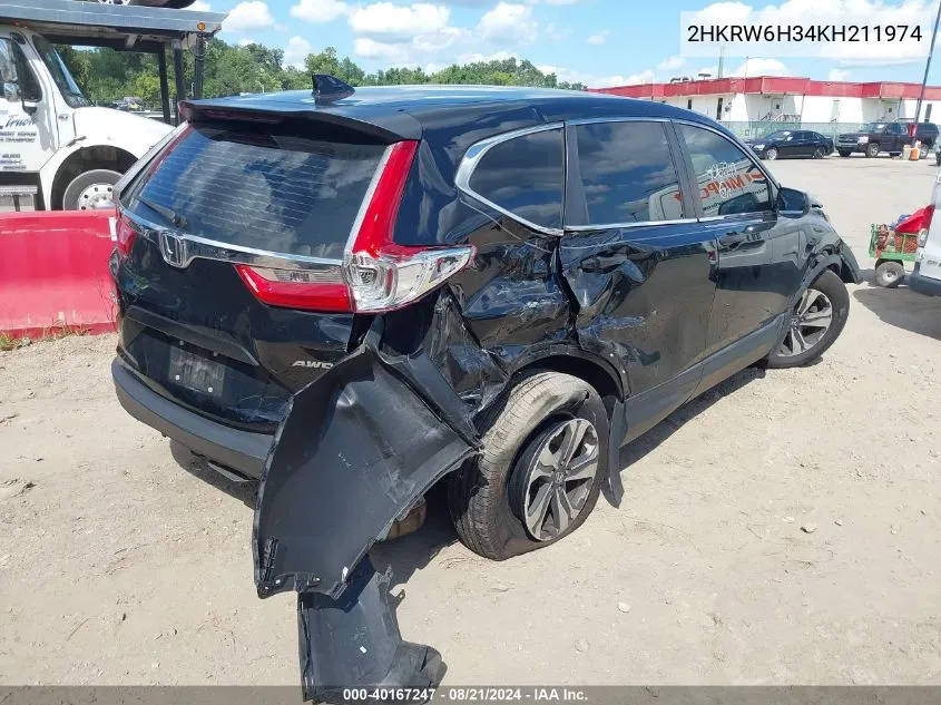 2019 Honda Cr-V Lx VIN: 2HKRW6H34KH211974 Lot: 40167247