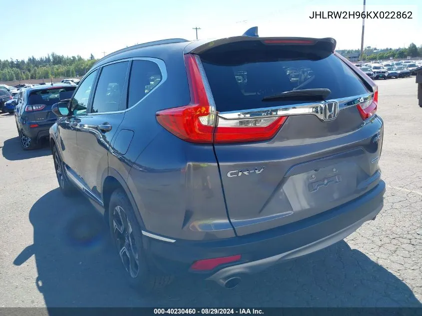 2019 Honda Cr-V Touring VIN: JHLRW2H96KX022862 Lot: 40230460