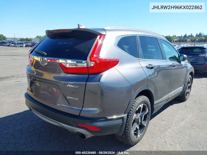 2019 Honda Cr-V Touring VIN: JHLRW2H96KX022862 Lot: 40230460