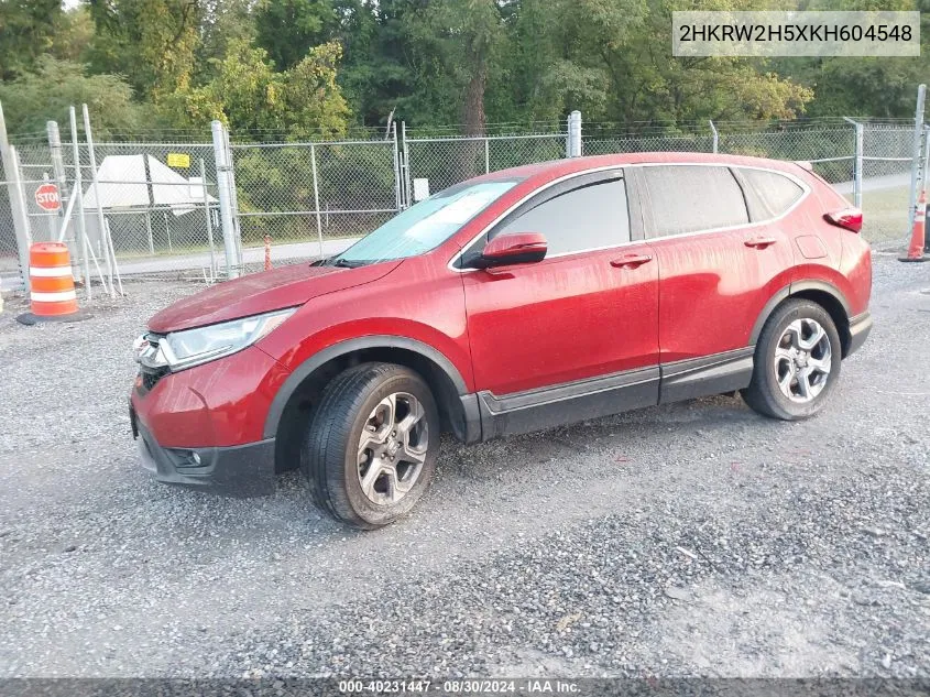 2019 Honda Cr-V Ex VIN: 2HKRW2H5XKH604548 Lot: 40231447