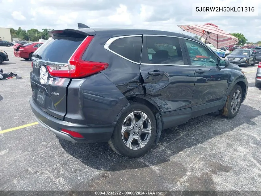 2019 Honda Cr-V Ex VIN: 5J6RW2H50KL01316 Lot: 40233272