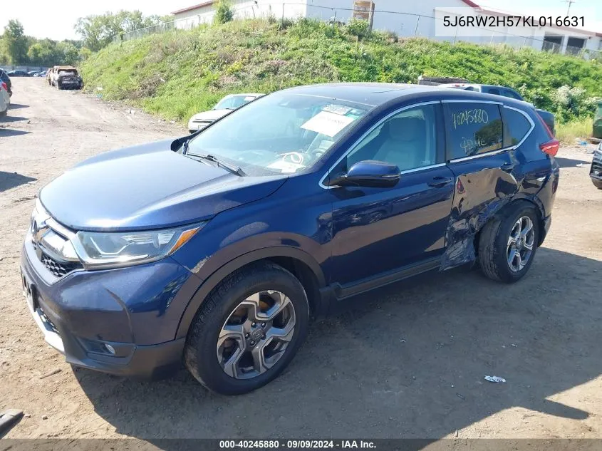 2019 Honda Cr-V Ex VIN: 5J6RW2H57KL016631 Lot: 40245880