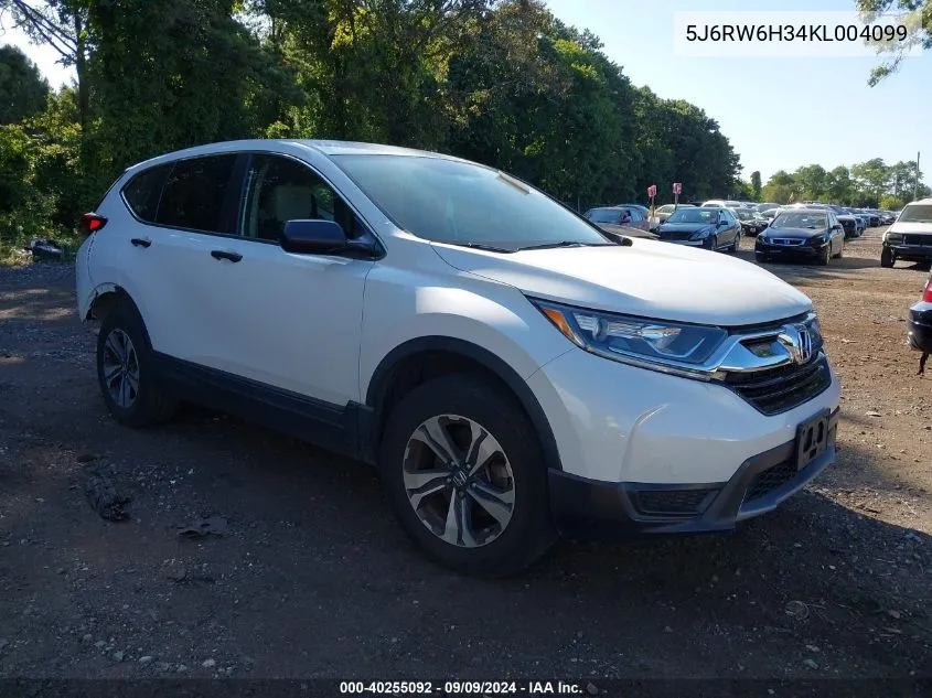 2019 Honda Cr-V Lx VIN: 5J6RW6H34KL004099 Lot: 40255092