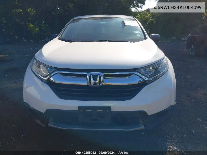 2019 Honda Cr-V Lx VIN: 5J6RW6H34KL004099 Lot: 40255092