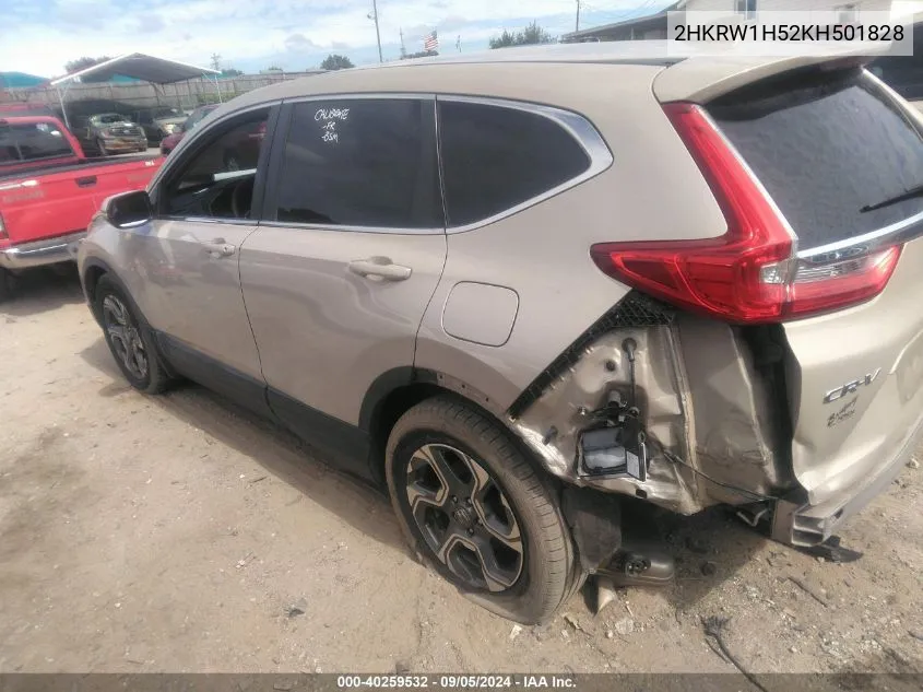 2019 Honda Cr-V Ex VIN: 2HKRW1H52KH501828 Lot: 40259532