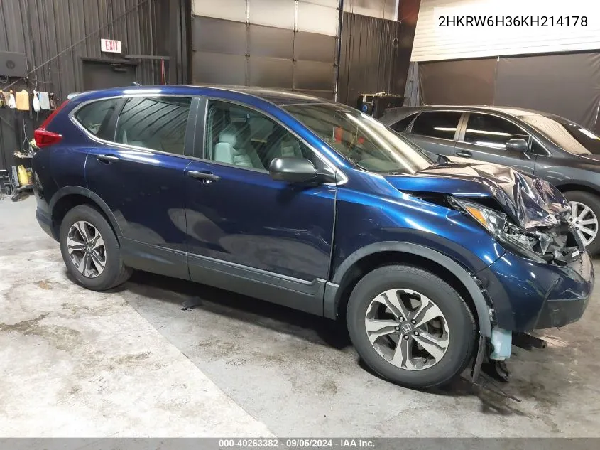 2019 Honda Cr-V Lx VIN: 2HKRW6H36KH214178 Lot: 40263382