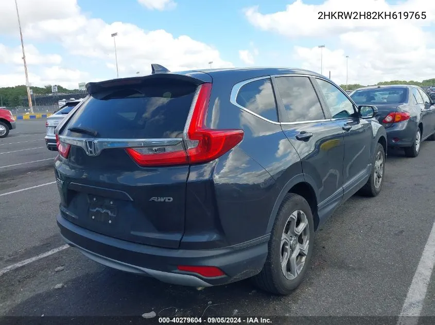 2019 Honda Cr-V Ex-L VIN: 2HKRW2H82KH619765 Lot: 40279604