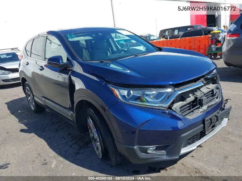 2019 Honda Cr-V Ex VIN: 5J6RW2H59KA016772 Lot: 40288185