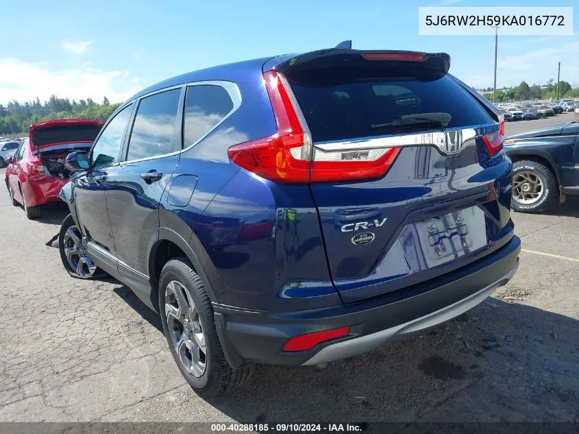 2019 Honda Cr-V Ex VIN: 5J6RW2H59KA016772 Lot: 40288185