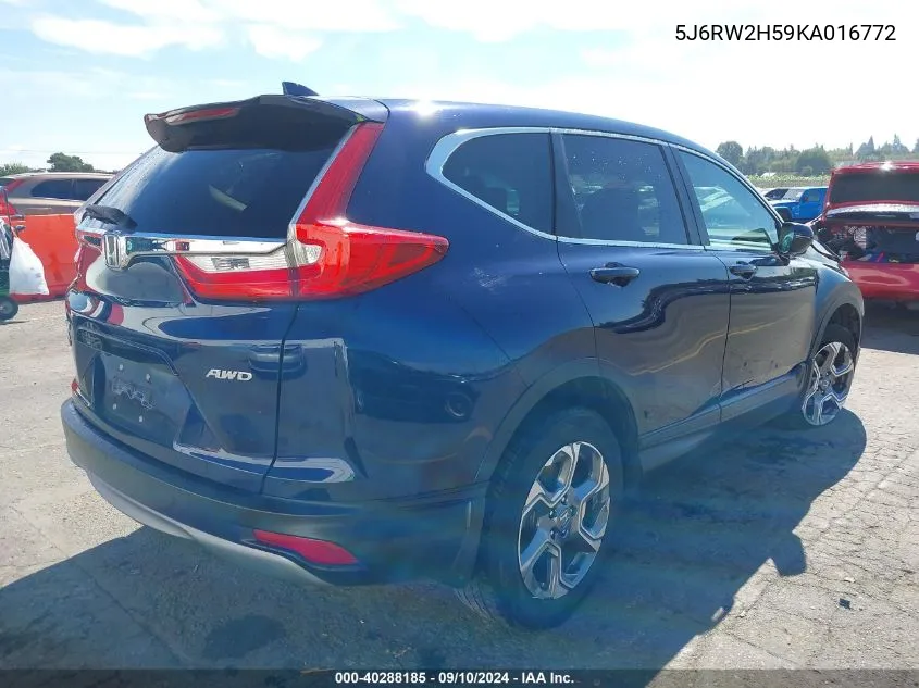 2019 Honda Cr-V Ex VIN: 5J6RW2H59KA016772 Lot: 40288185