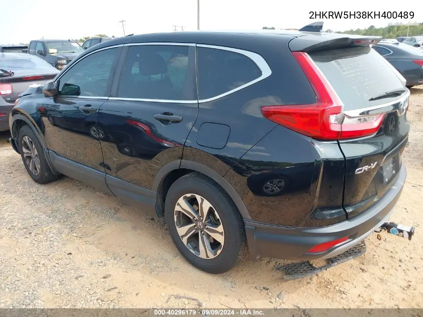 2019 Honda Cr-V Lx VIN: 2HKRW5H38KH400489 Lot: 40296179