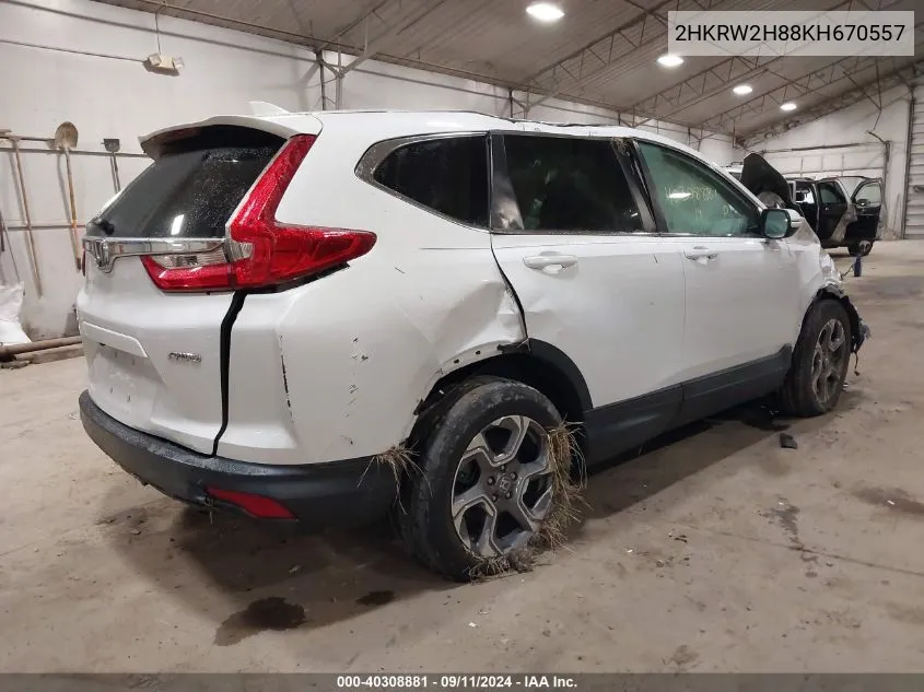 2019 Honda Cr-V Ex-L VIN: 2HKRW2H88KH670557 Lot: 40308881