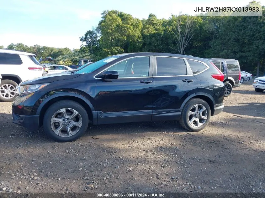 2019 Honda Cr-V Exl VIN: JHLRW2H87KX013983 Lot: 40308896